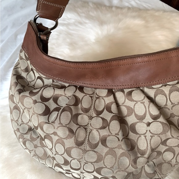 Coach Signature Hobo Bag in Brown and Cream - Picture 1 of 10